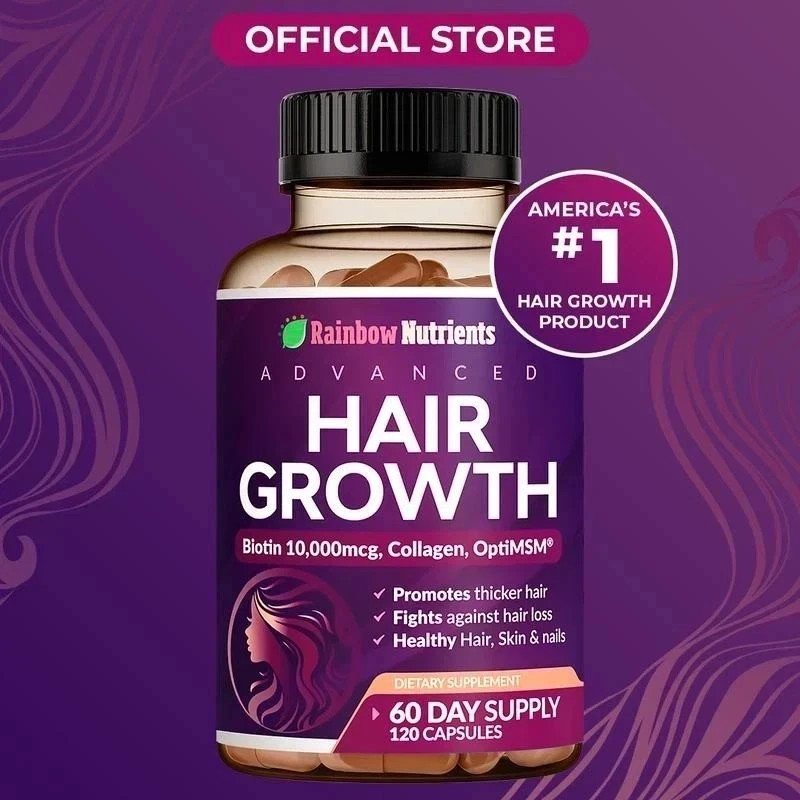 Rainbow Nutrients Premium Hair Growth Vitamins – Biotin 10,000mcg, Collagen