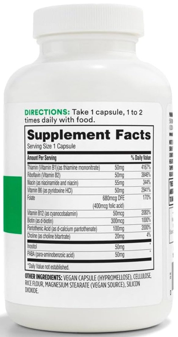 365 Whole Foods Market B-50 Complex 180 Vegan Capsules EXP 02/2026 Brand New