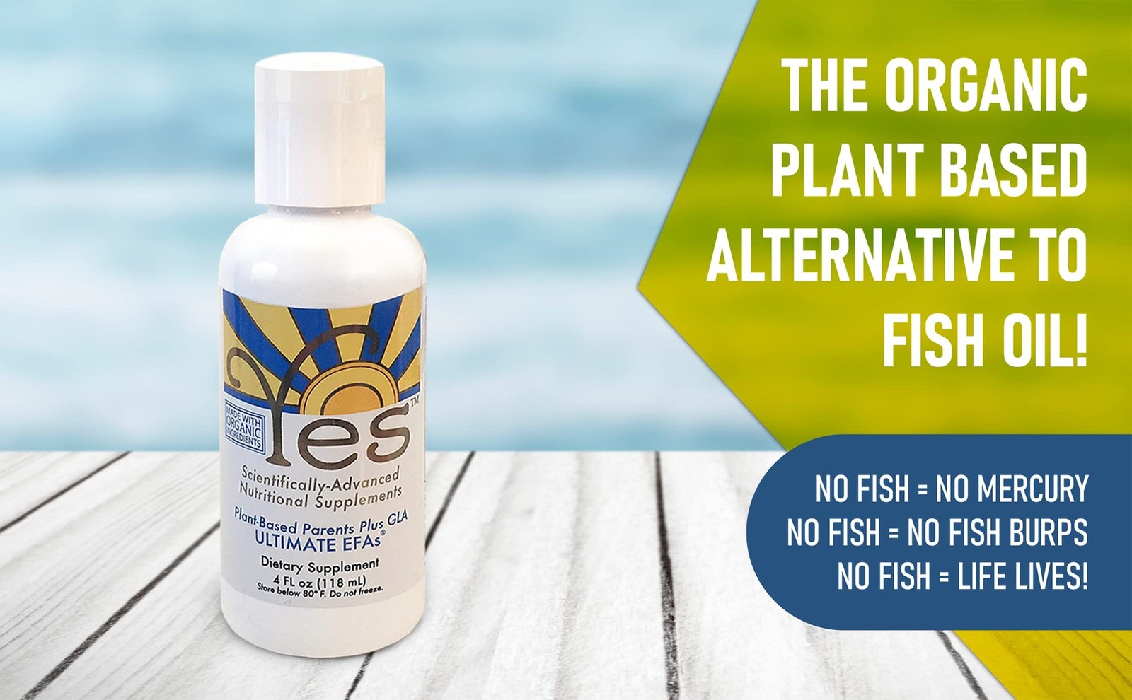 YES Plant-Based Omega 3-6-9 – Burpless Fish Oil Alternative with Flax, Eve