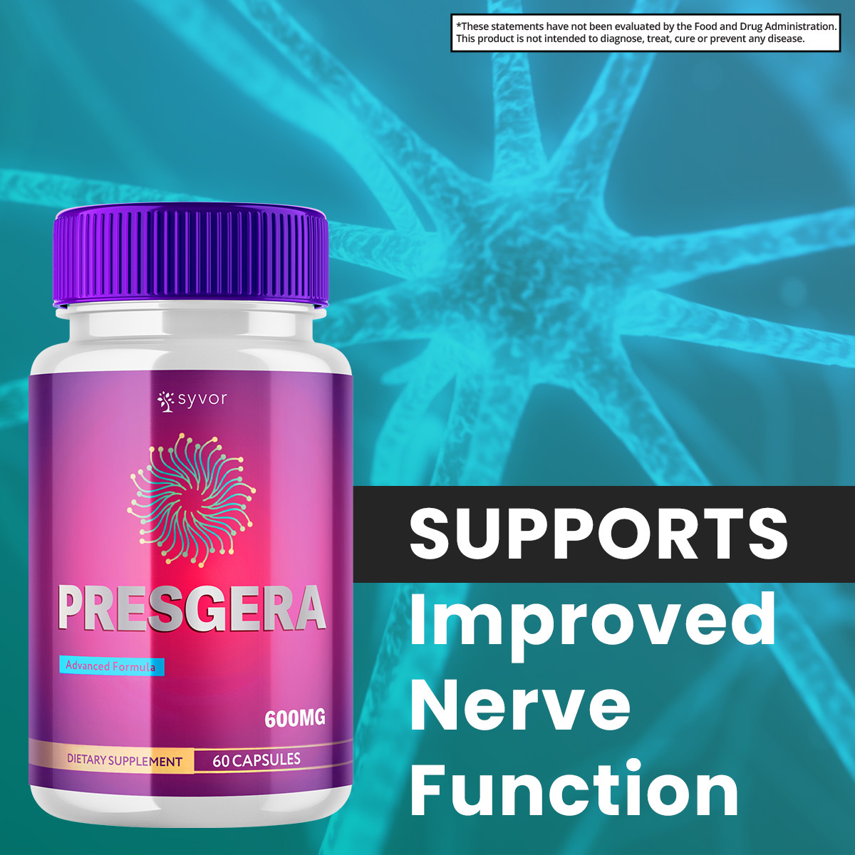 Presgera Advanced Nerve Support Formula Maximum Strength Vitamin 60 Capsules