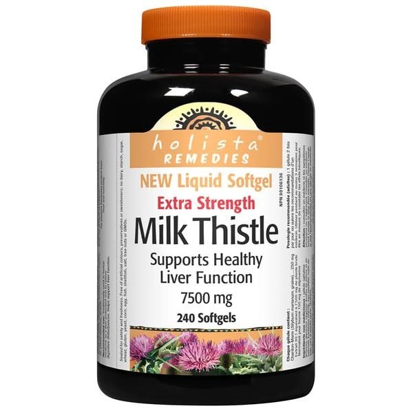 Extra Strength Milk Thistle 250mg – 240 Softgels, Liver Support & Detox Formula