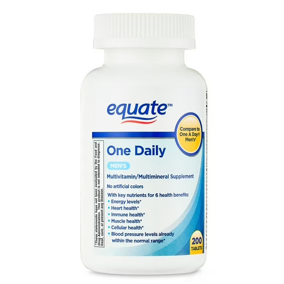 Equate One Daily Men’s Multivitamin/Multimineral Supplement Tablets, 200 Count,