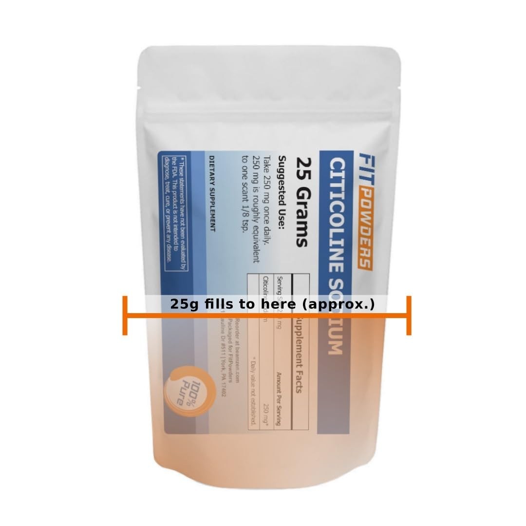Pure Citicoline Powder – CDP Choline Supplement, 25g with Scoop for Brain Health