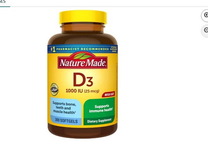 Nature Made Vitamin D3 1000 IU (25 Mcg), Vitamin D Supplement for Bone, Teeth, M