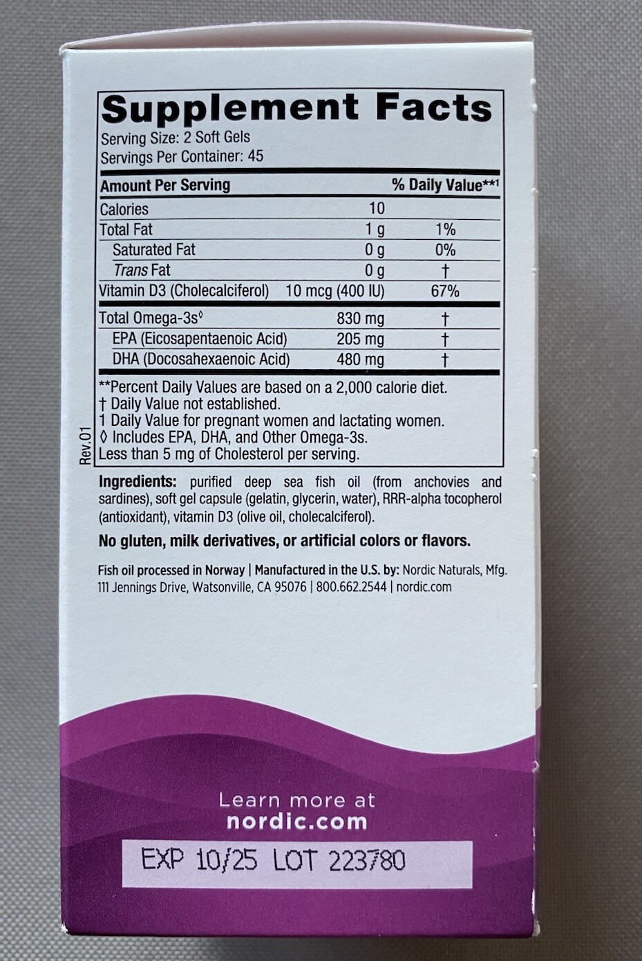 NORDIC NATURALS Prenatal DHA 830mg 90softgels Exp 10/2025