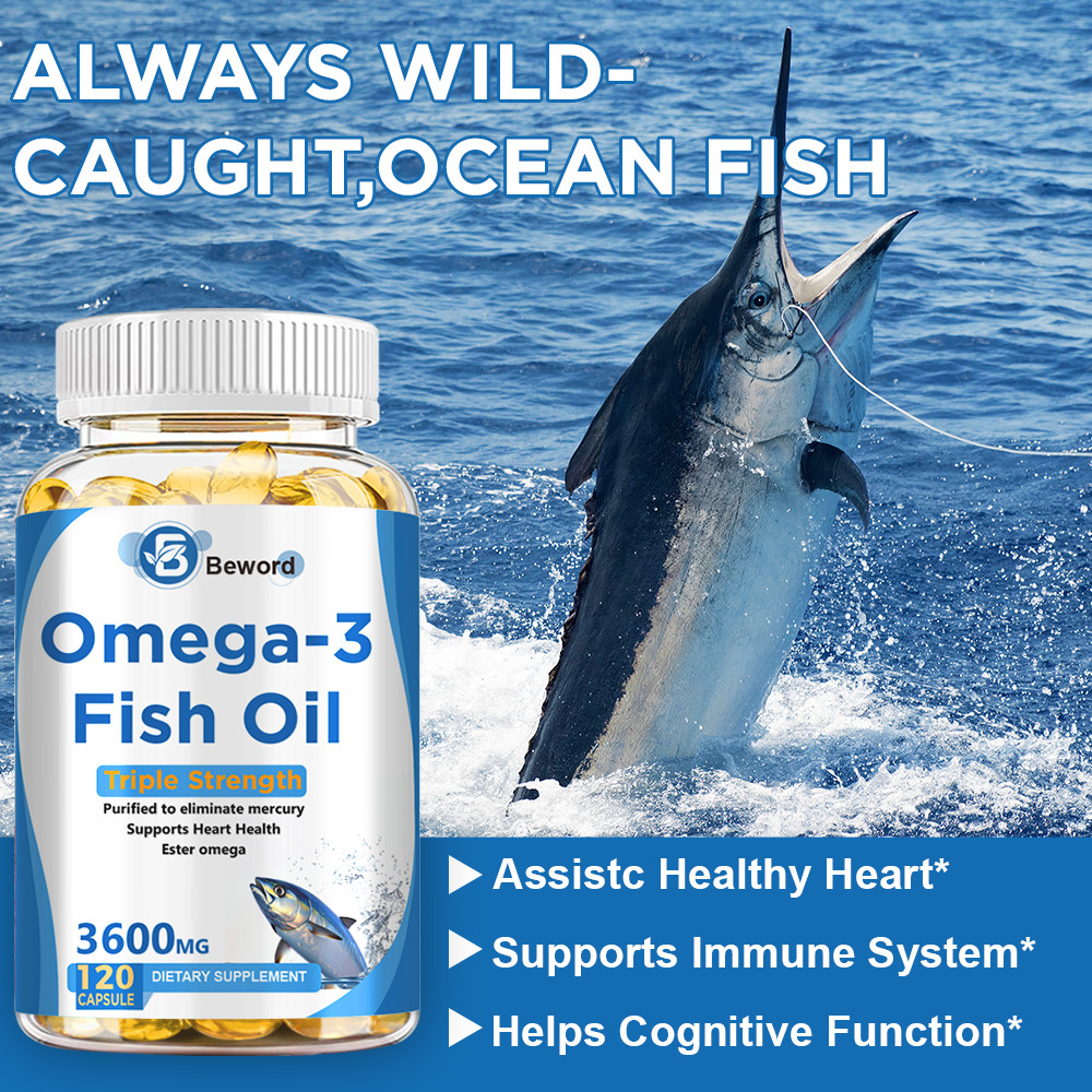 3600mg Omega 3 Fish Oil Capsules 3x Strength EPA & DHA, Highest Potency-