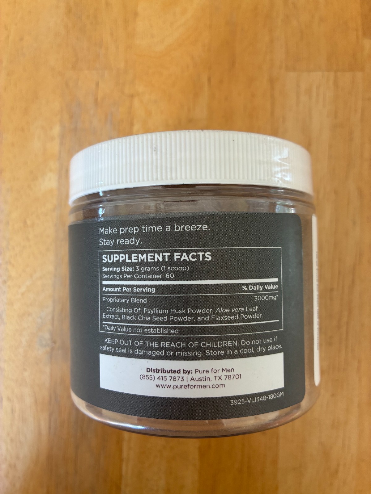 Pure for Men Stay Ready Fiber Supplement Powder