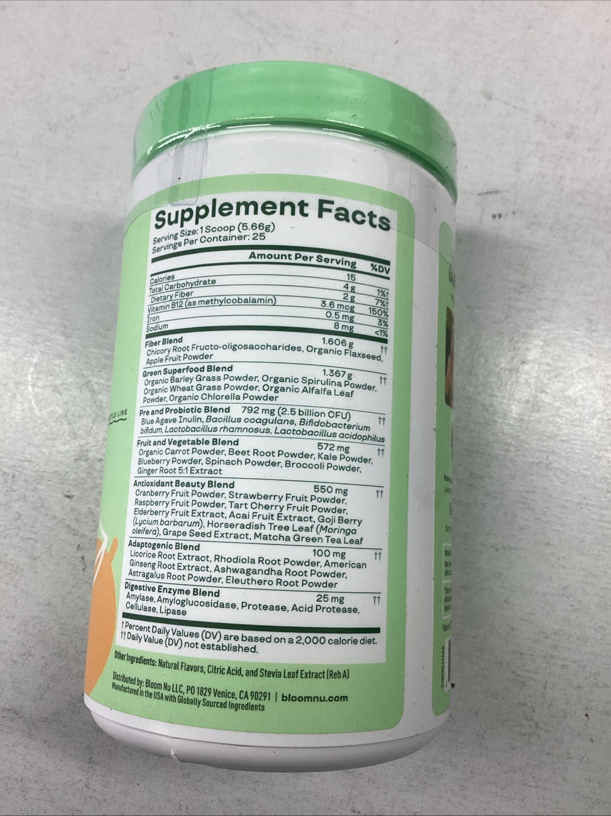 Bloom Nutrition Greens & Superfoods Powder Mango Flavor 25 Servings Exp 01/2027