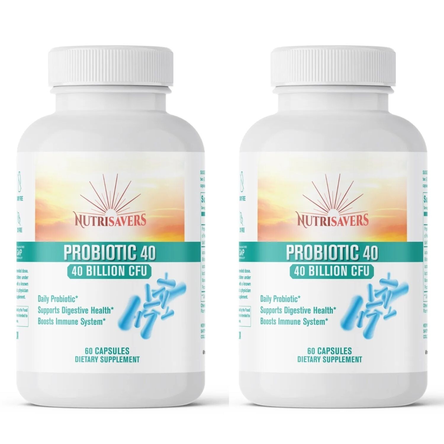 Probiotic Digestion Support 40 Billion CFU Body Defense 60 Caps, Pack of 2