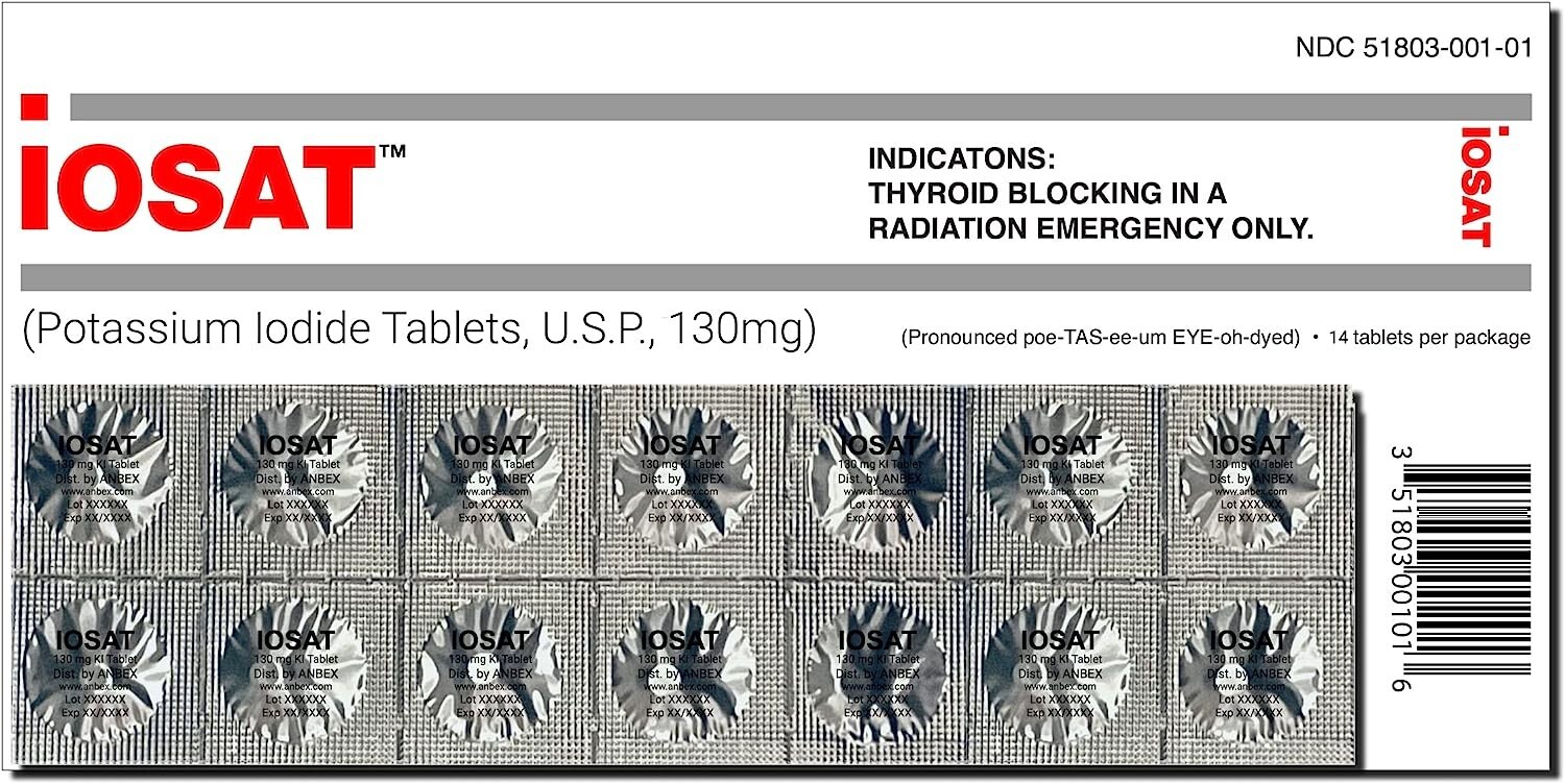 Anti Radiation Iosat Potassium Iodide Tablets, 130mg – 14 Tablets- Adults