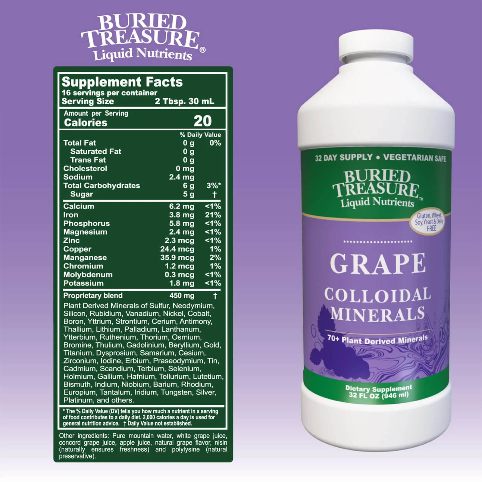 Buried Treasure Concord Grape Minerals 32 fl oz FRESH MADE IN USA