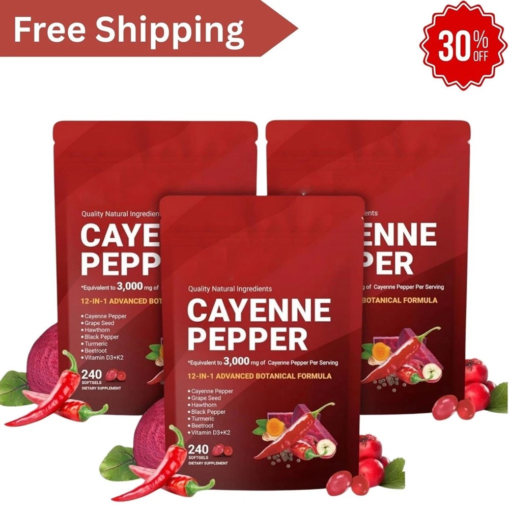 Softgels Cayenne Supplement Supports Leg Vein, 240 Softge /1 Bag Pepper USA