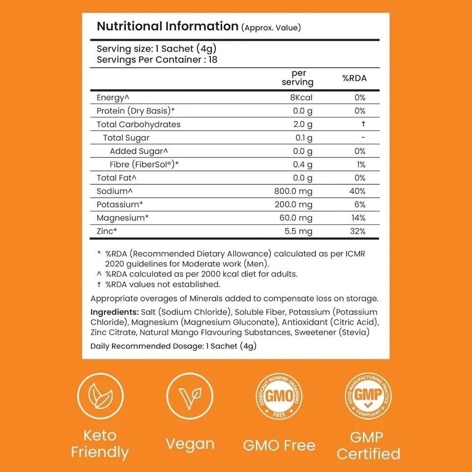 Supply6 Salts | Electrolyte Mix | Zero Added Sugar, (18 Servings, Mango) b320