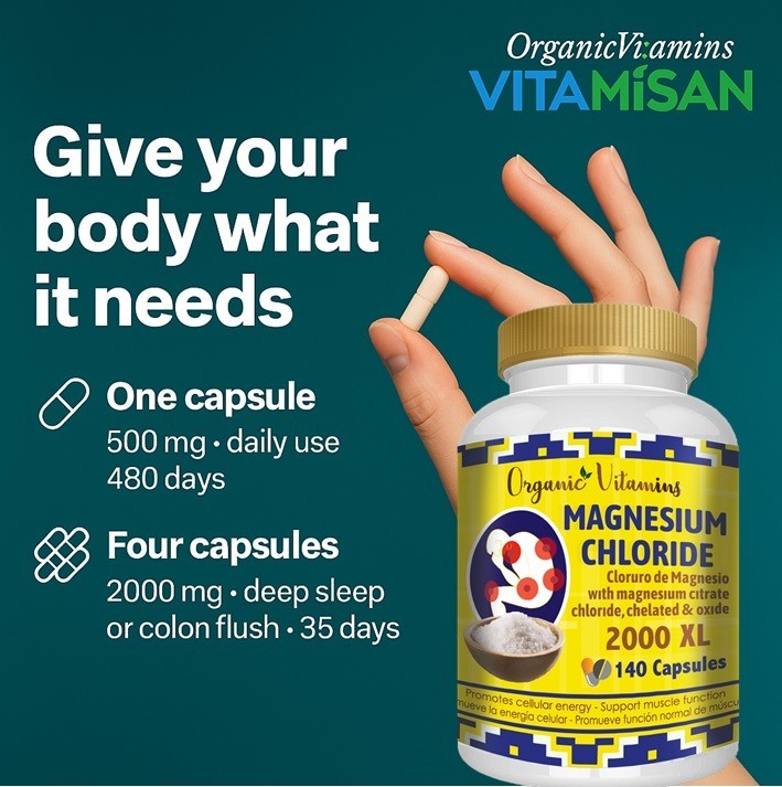 Magnesium Chloride (Cloruro de Magnesio) High absorption 2,000 mg 140 caps