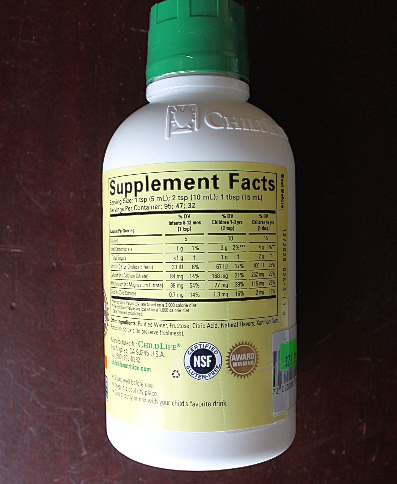 Child Life Liquid Calcium with Magnesium, 16 fl. oz (473 ml) Best Before 12/2025