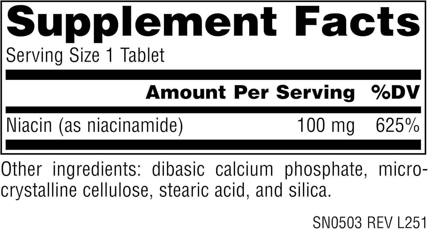 Source Naturals Niacinamide B-3, 100 mg Dietary Supplement – 100 Tablets