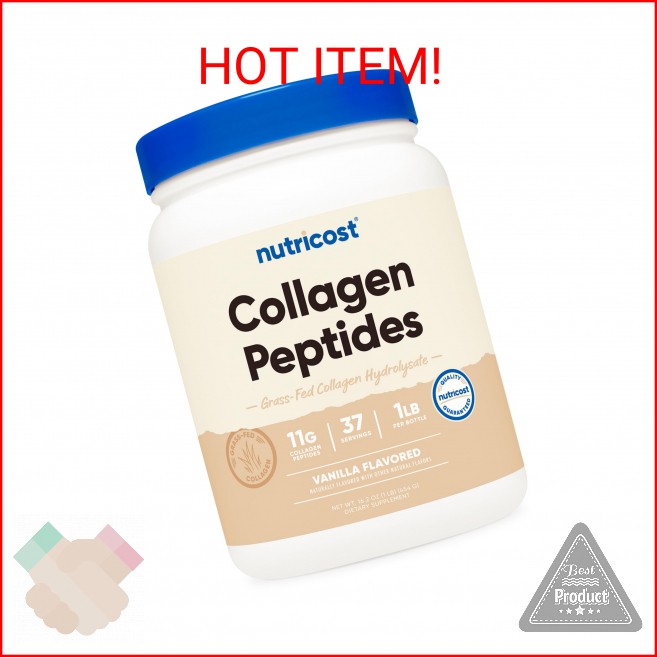 Nutricost Collagen Peptides Powder 1LB (454 G) (Vanilla) – Grass Fed Bovine Coll
