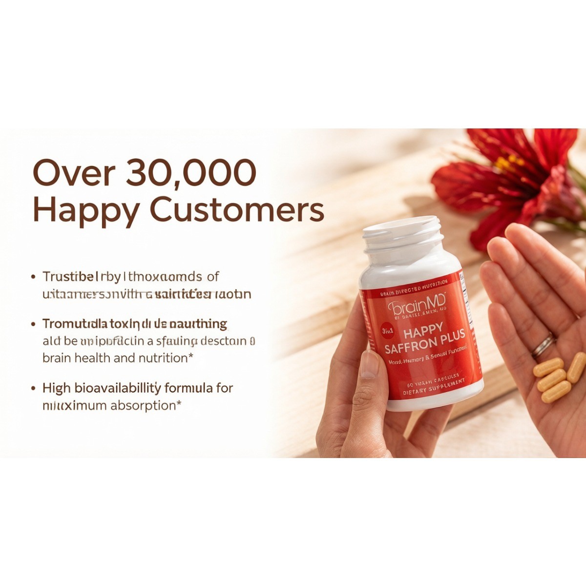 BrainMD Happy Saffron – Saffron & Curcumin for Mood & Memory, 90ct