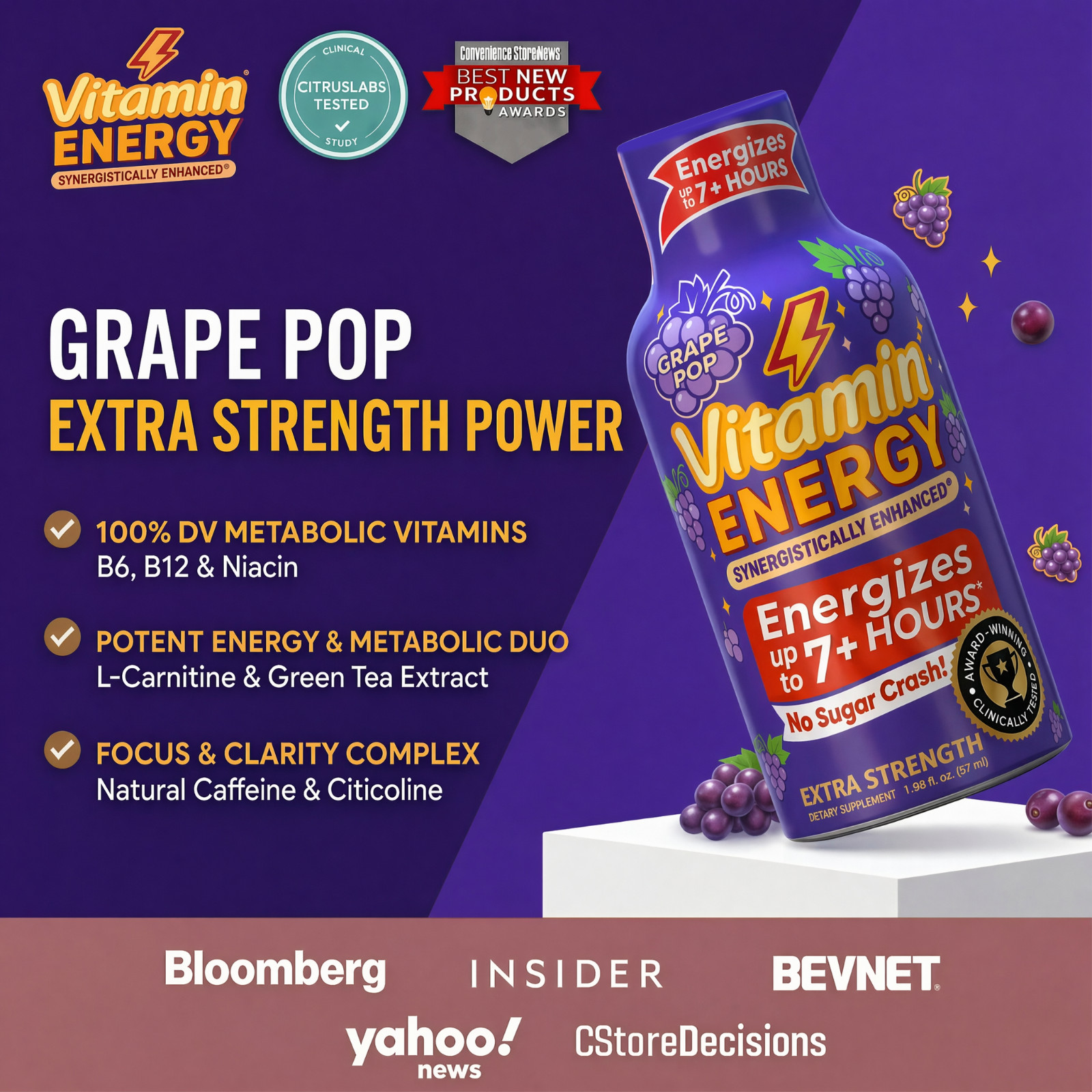 (48 Pack) Vitamin Energy® Mood+ Energy Shots, Clinically Proven