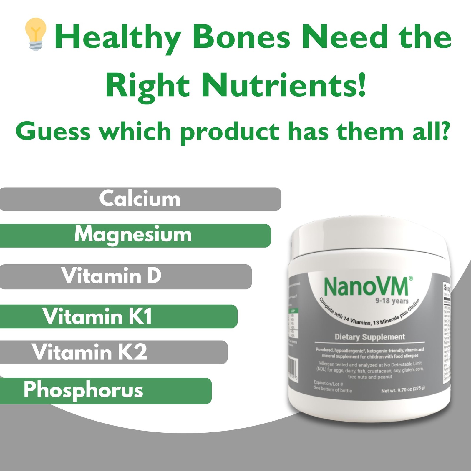 918 Years, AllergenFree Kids Multivitamin, Unflavored Powdered Vitamins, Mult…