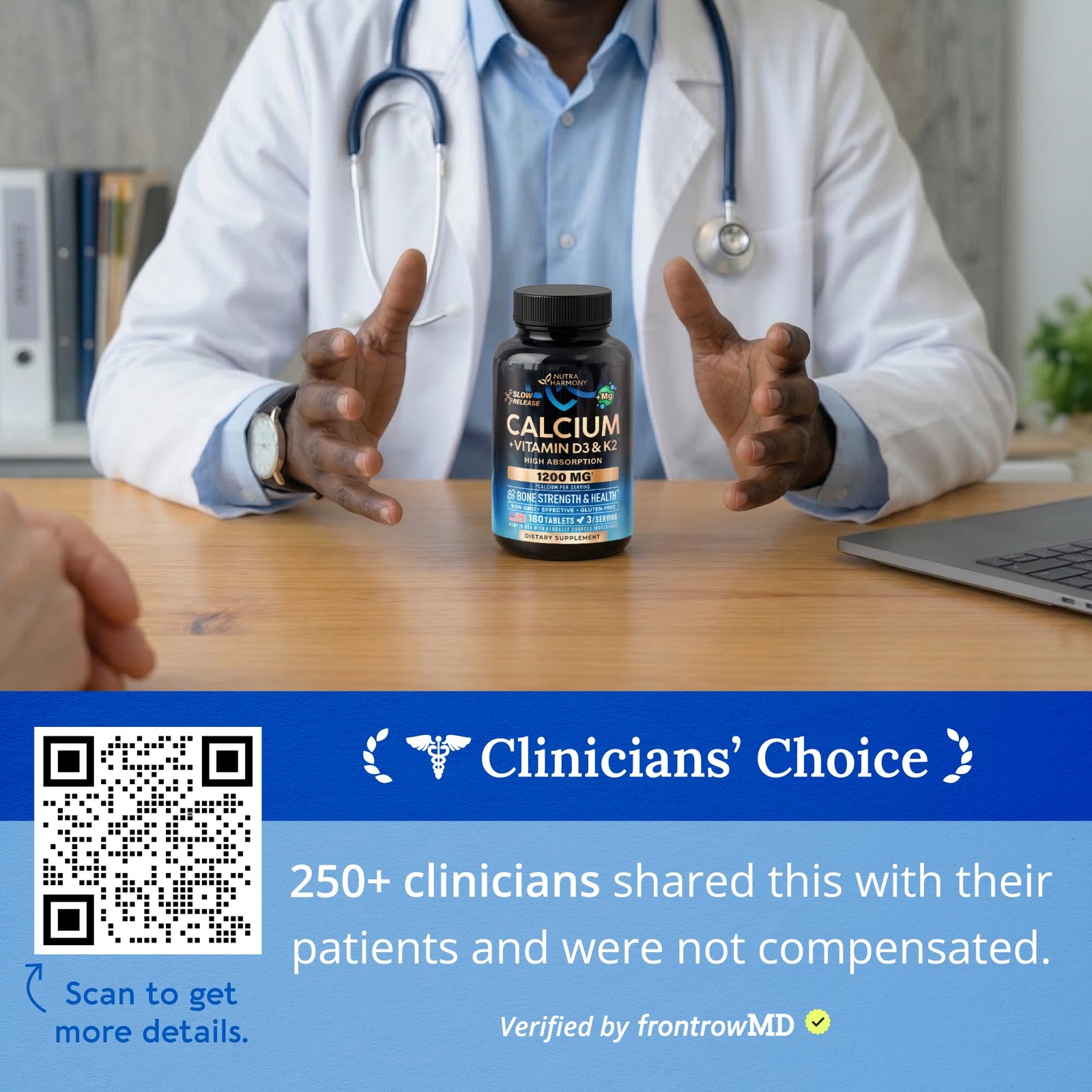 Calcium 1200 mg with Vitamin D3 – Citrate 180 Count (Pack of 1)