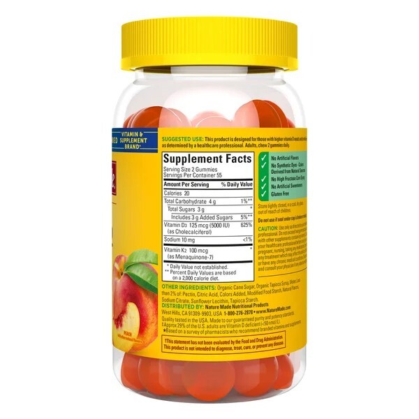 Nature Made D3 + K2 Gummies, 110 Gummies – EXP 06/2026 New – Free Shipping!