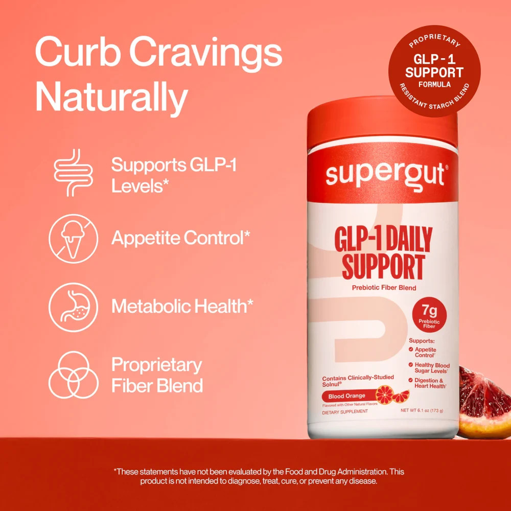 Supergut Daily Support Prebiotic Fiber Powder Blend – Blood Orange 6.1 oz