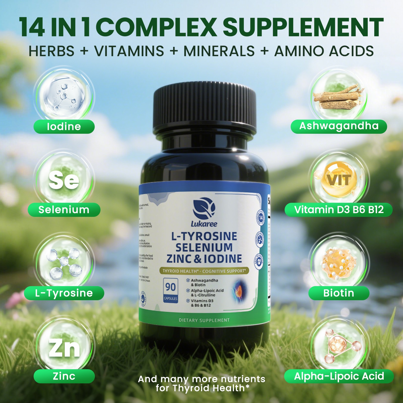 120pcs L-Tyrosine 500mg -Boost Metabolism and Mood, Energy and Immune Support