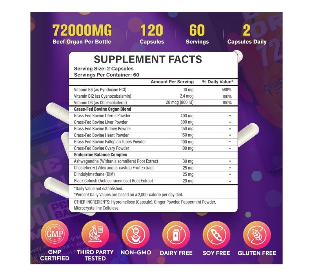Beef Organ Supplement for Women 120count