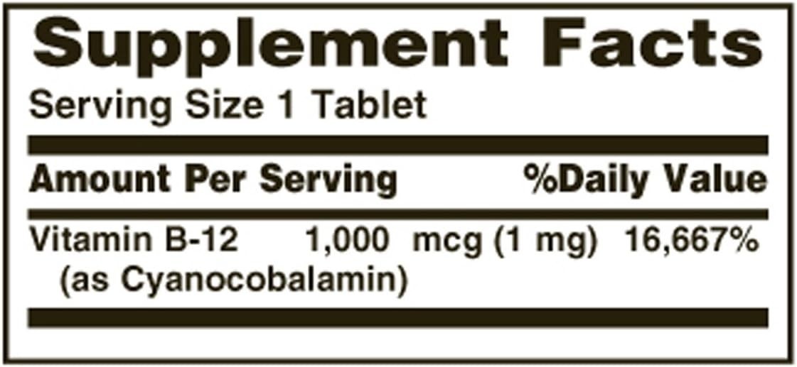 Vitamin B-12 1000 mcg Energy Nervous System Support Tablets 100 Count Pack of 1