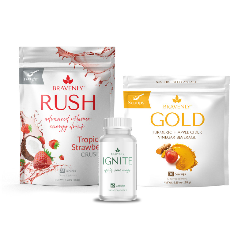 NEW Bravenly Global Accelerate Trio with tropical strawberry rush scoops and gol