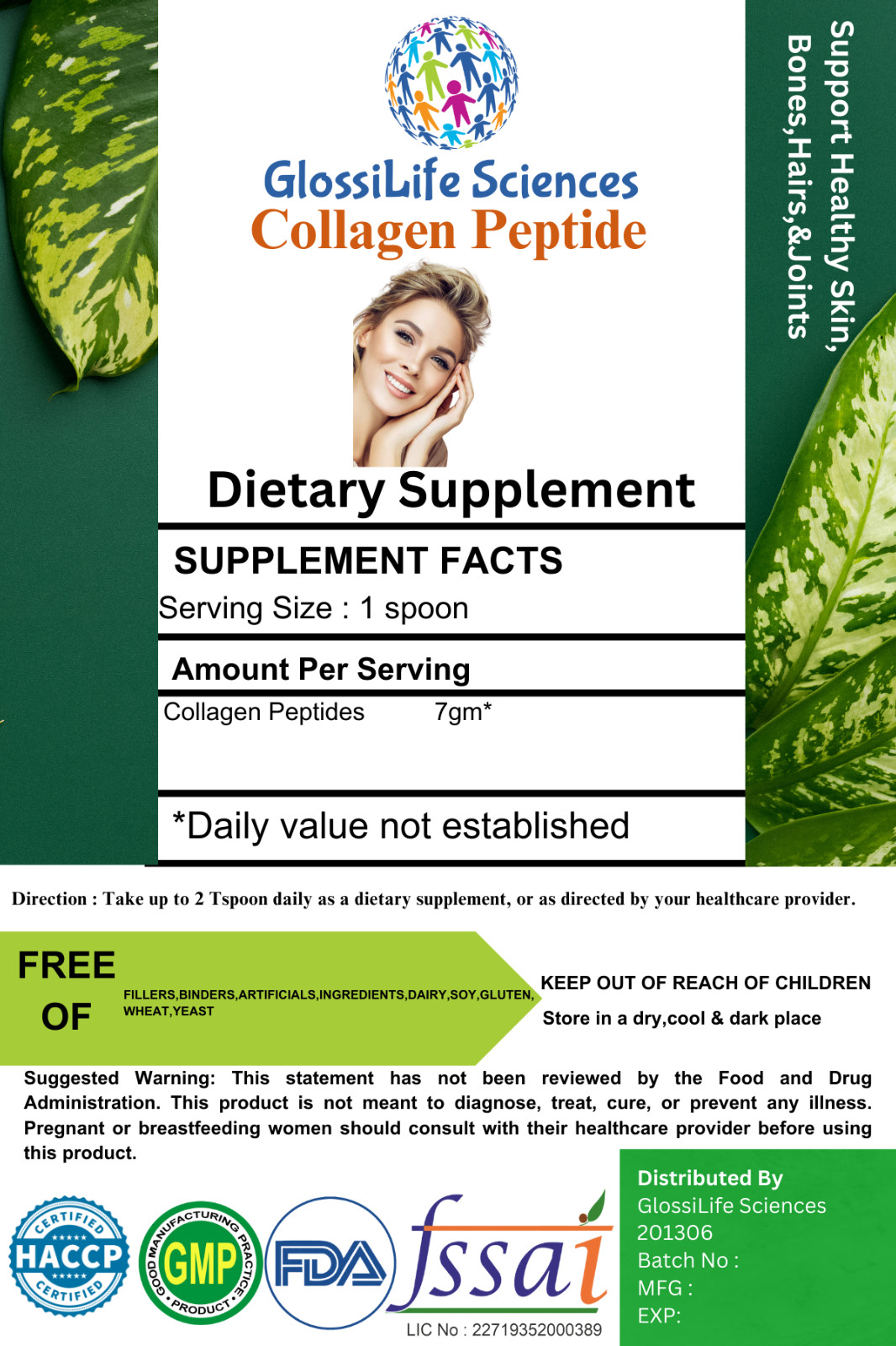 Collagen Peptides Hydrolyzed Grass-Fed Protein Powder NO FLAVOR