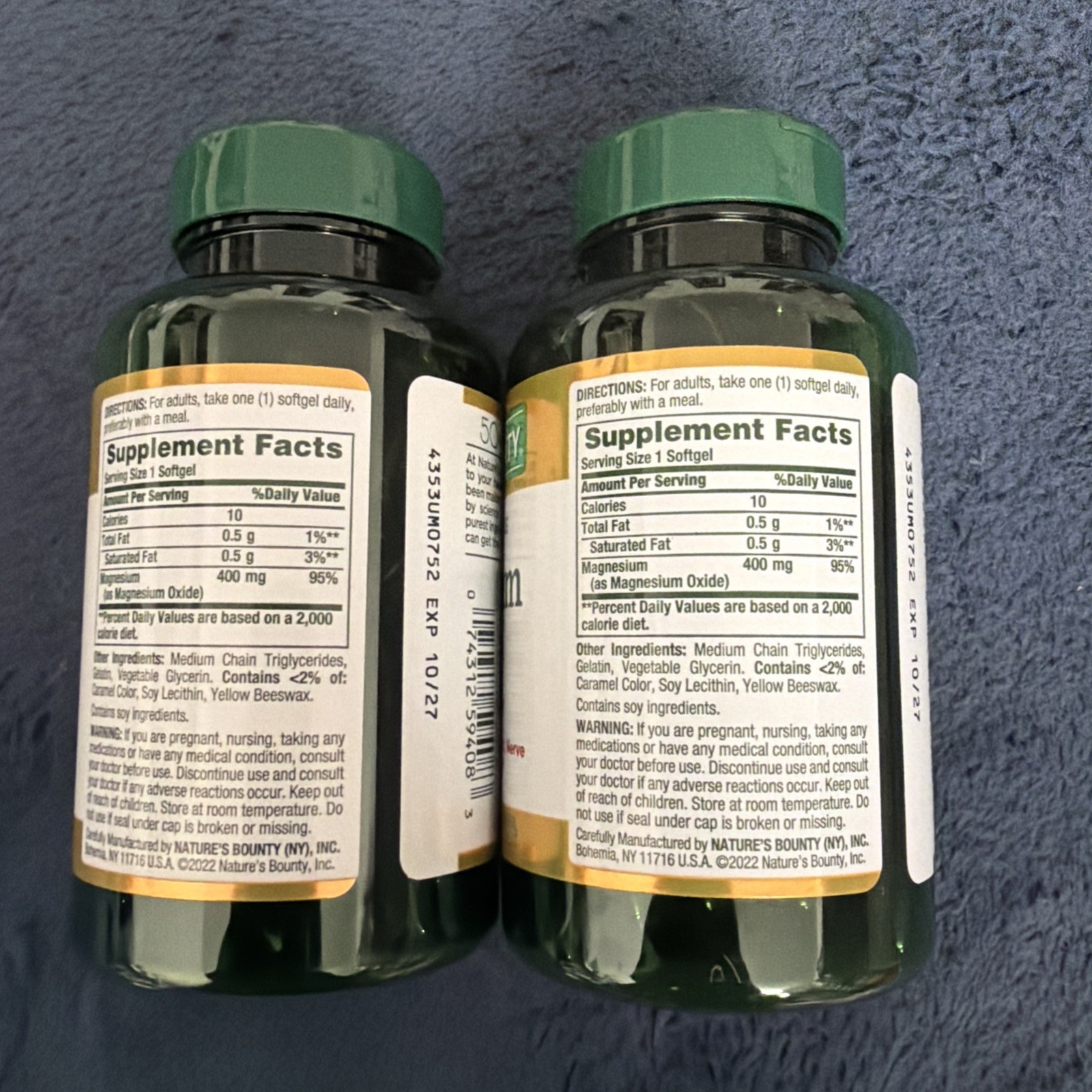 2 Pack MAGNESIUM 400mg Bone Muscle Health 150 RapidRelease Softgels 2×75 Non-GMO