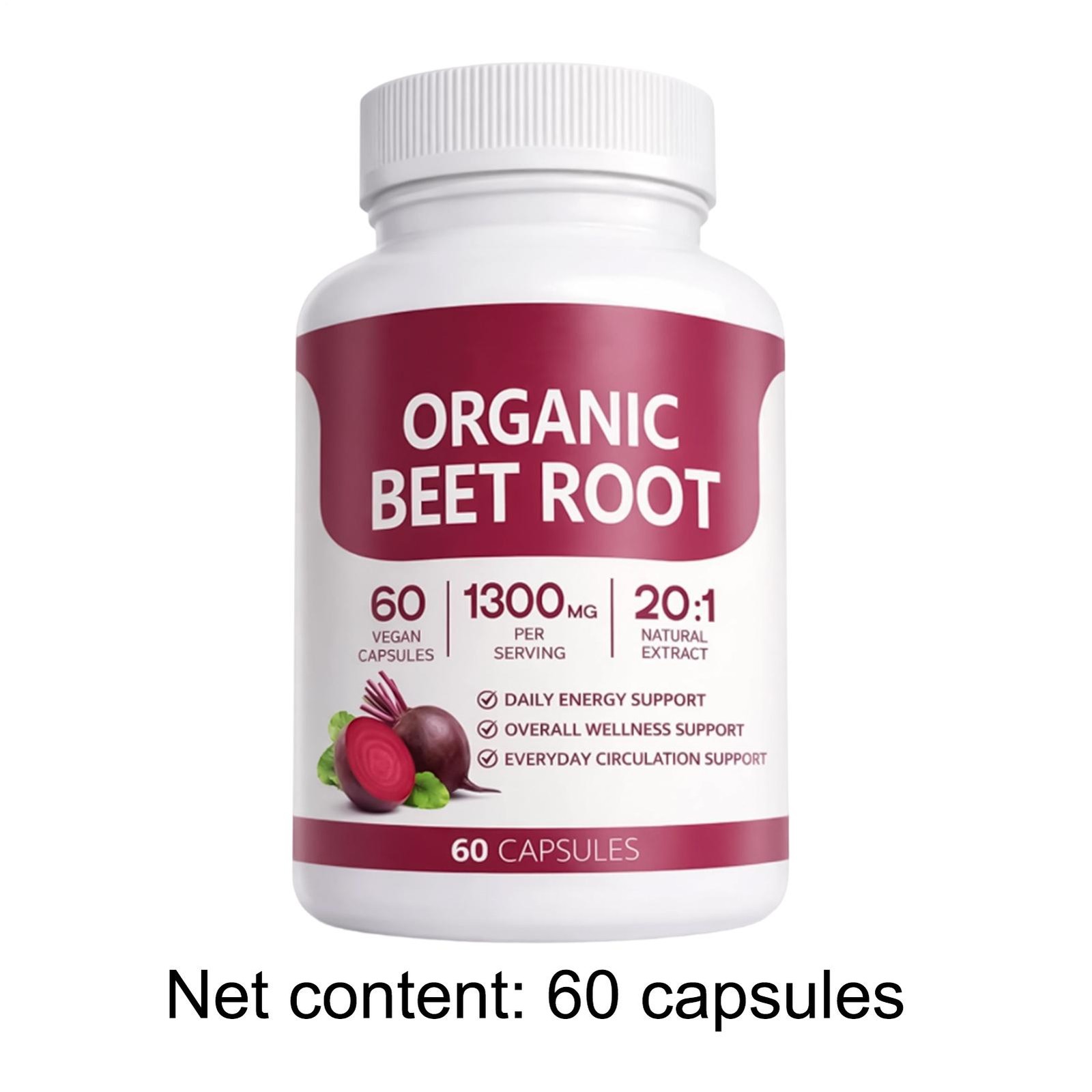 Beet Organic Root Capsules , Purely Natural , Supports Circulatory Wellness