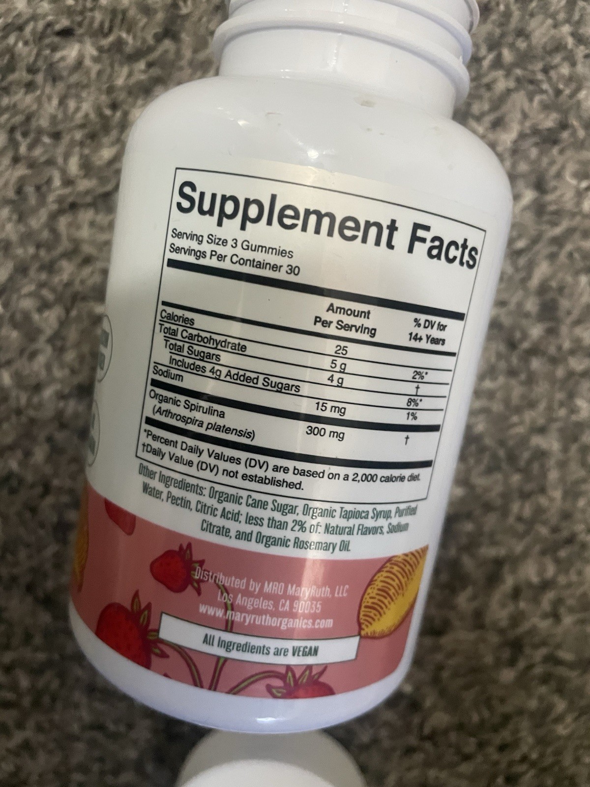 MARYRUTH’S Spirulina Gummies Strawberry Lemonade 90 Gummies Exp 05/2026 Sealed