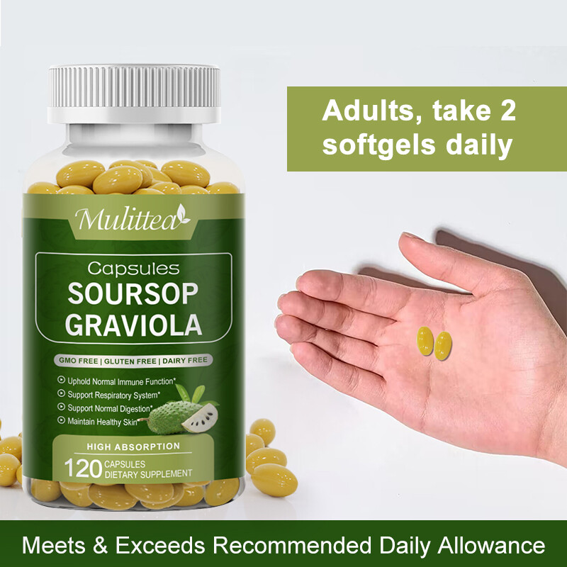 Graviola Capsules 1000mg 120 Pure Natural Soursop Capsules Leaves fruit Capsules