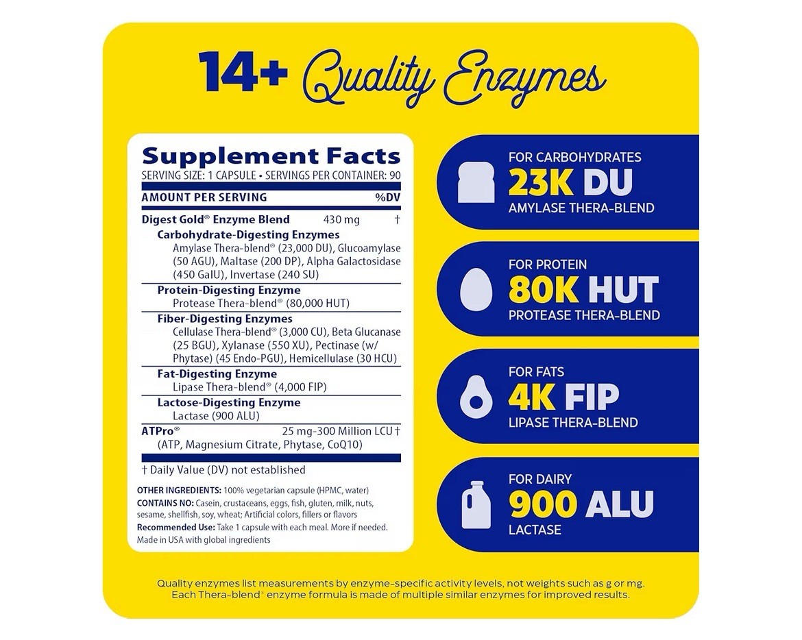 (45 Servings) Enzymedica Digest Gold w/ATPro ($40 Value)