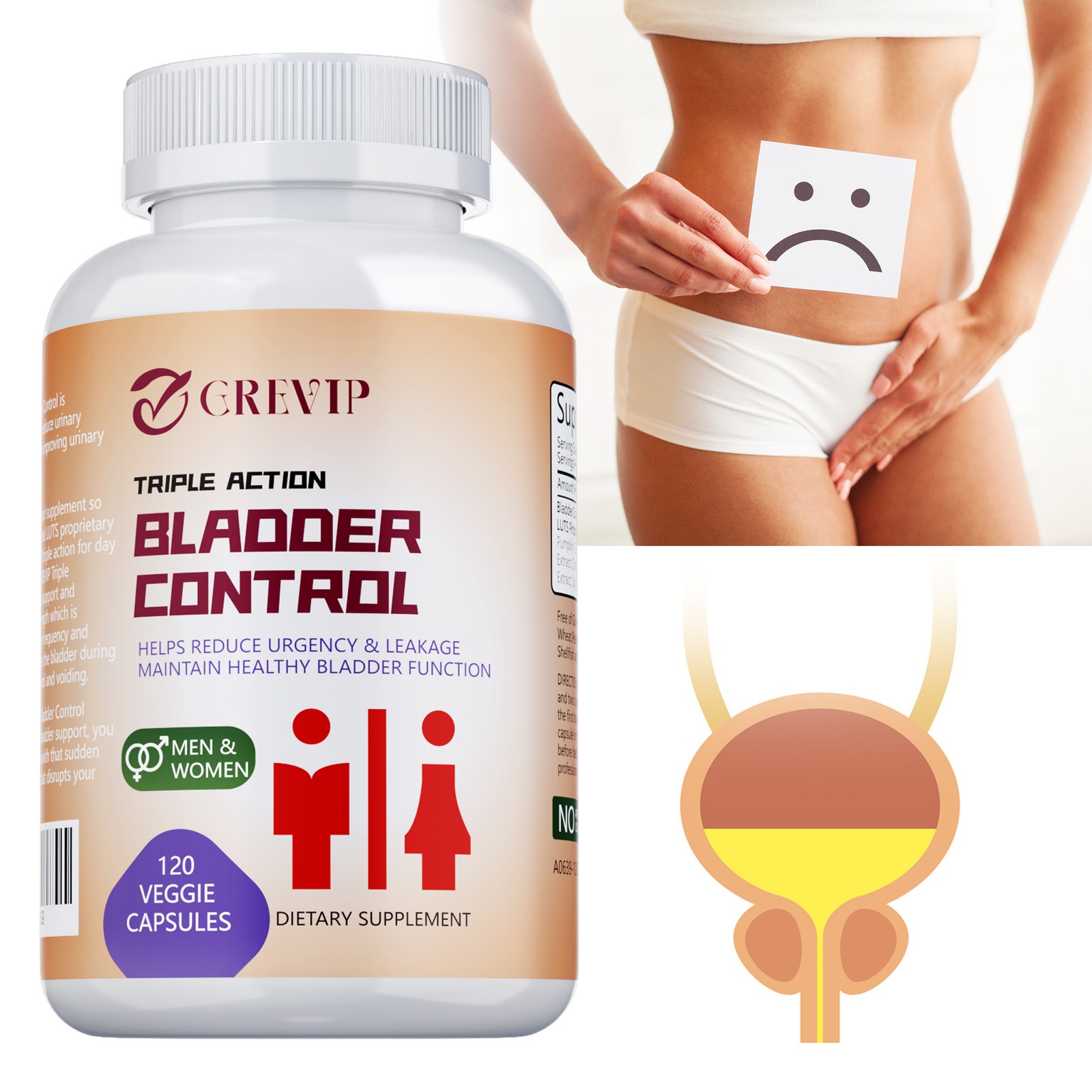 Triple Action Bladder Control – Frequent Urination Overactive for Women and Men