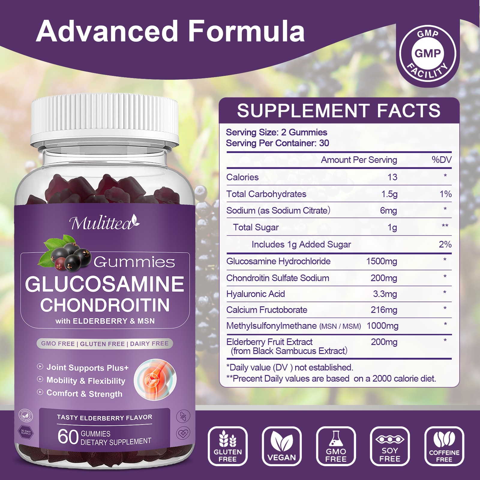 120pcs Glucosamine Chondroitin MSM Gummies Triple Strength Joint Support