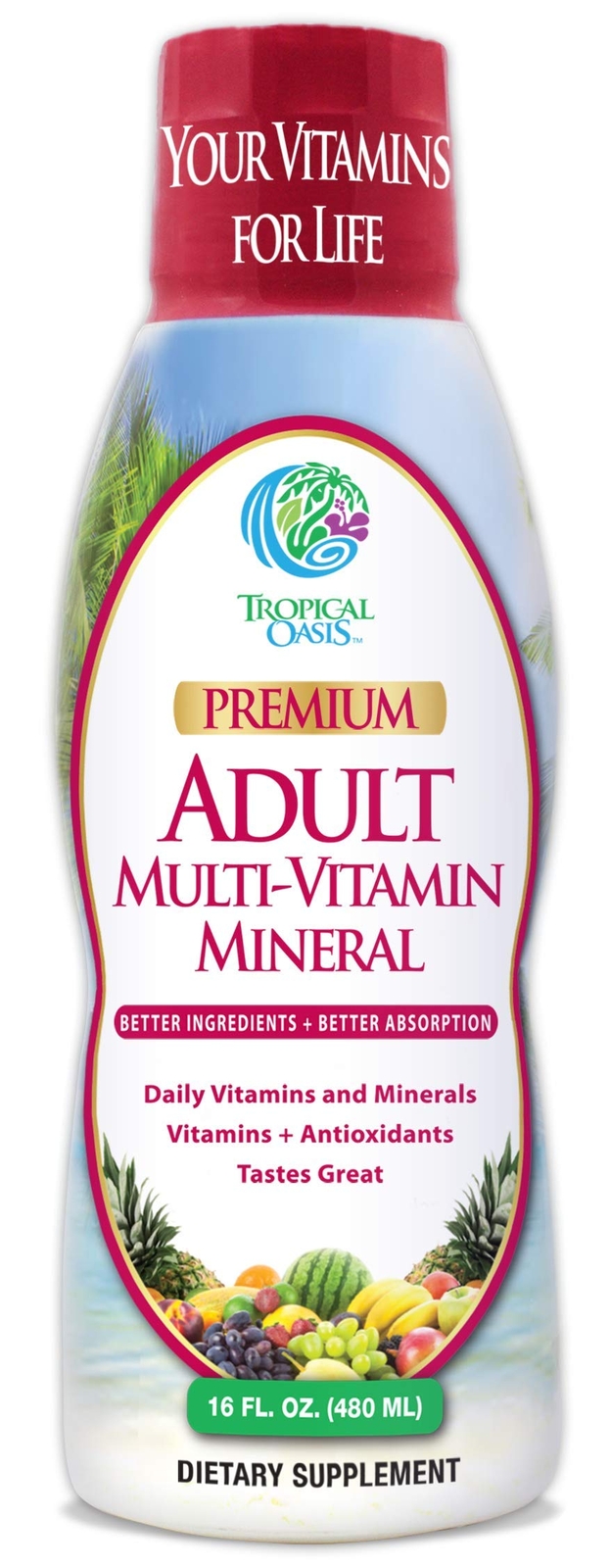 Tropical Oasis Liquid Multivitamin with Minerals Amino Acids 16 Fl Oz