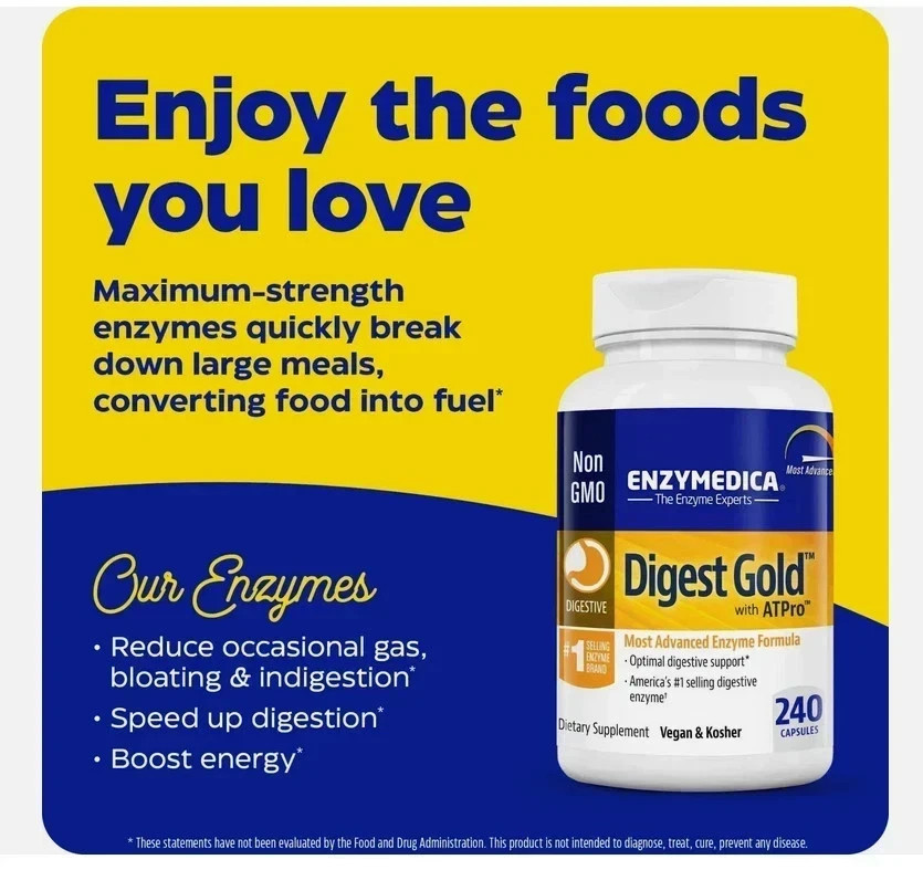 2 Pack of Enzymedica Digest Gold Advanced Support 240 Capsules! Exp 04/2028