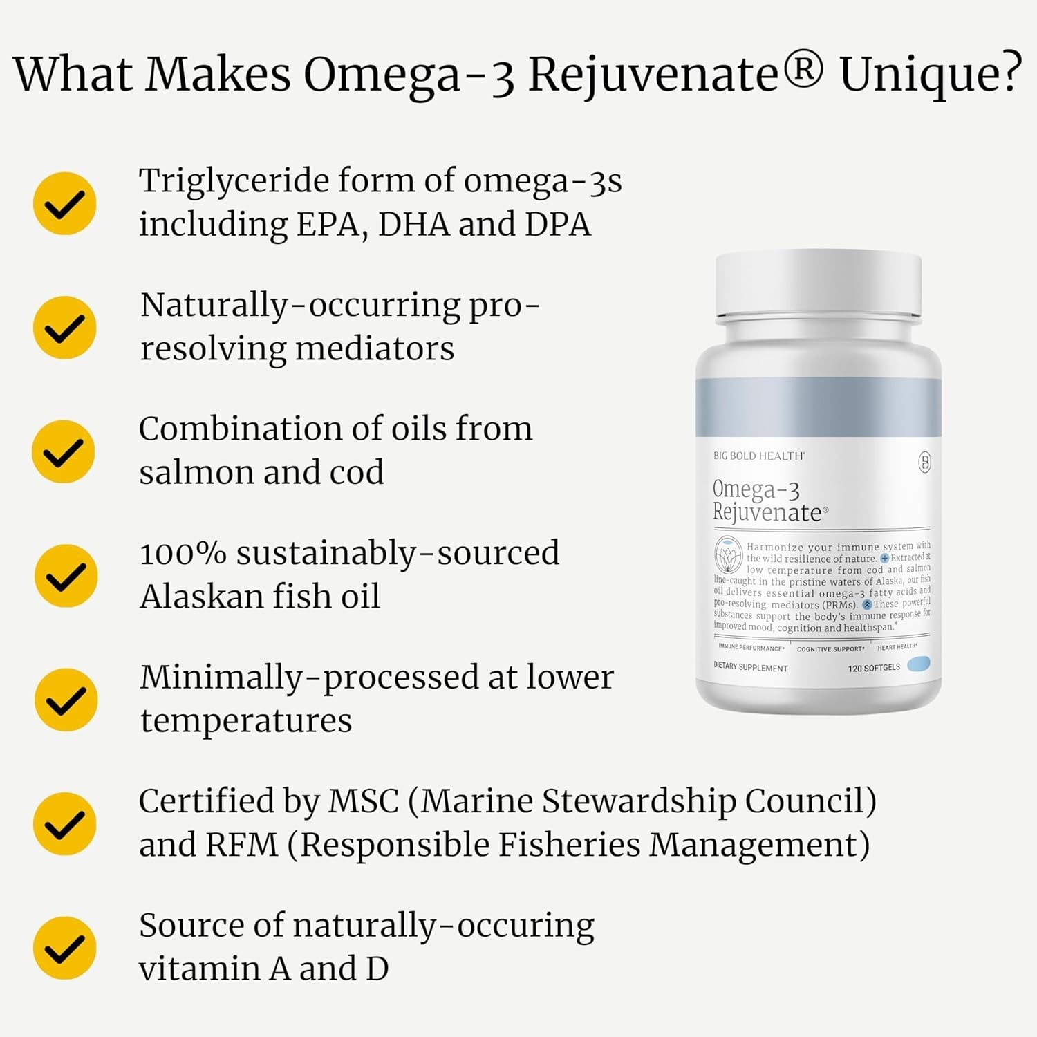 Big Bold Health Omega-3 Rejuvenate 120 Softgels Daily Care Bottle