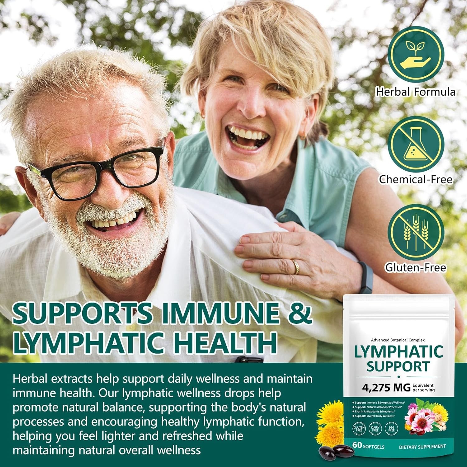 Lymphatic Drainage Supplements, Herbal 4275mg Lymph System Support Supplement fo