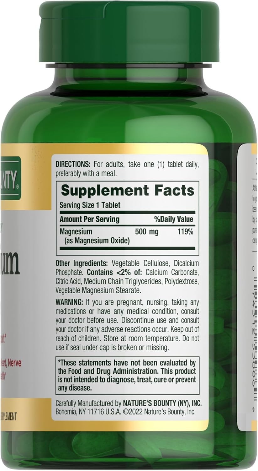 Magnesium, Bone and Muscle Health, Whole Body Support, Tablets,500 Mg,200 Ct-USA