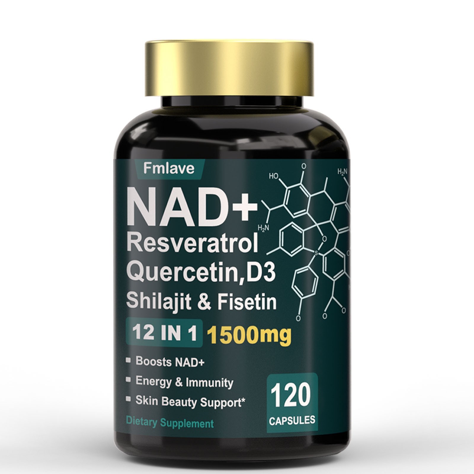 4x NAD+ Supplement 1500mg with Resveratrol | Cellular Health & Energy | 480 Caps