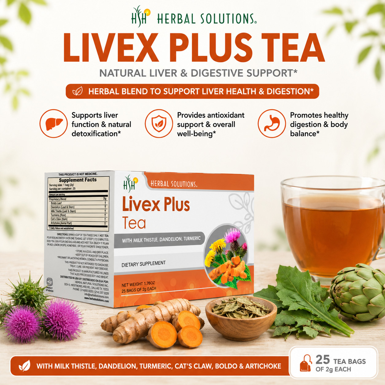 Livex Plus Tea – Natural Liver & Digestive Support-Herbal Solutions -25 Bags