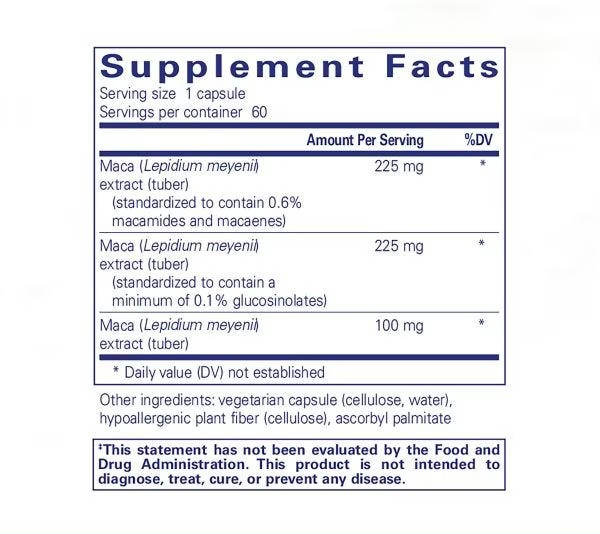 Pure Encapsulations Maca-3 | Hypoallergenic Supplement 60 Caps EXP 04/2027