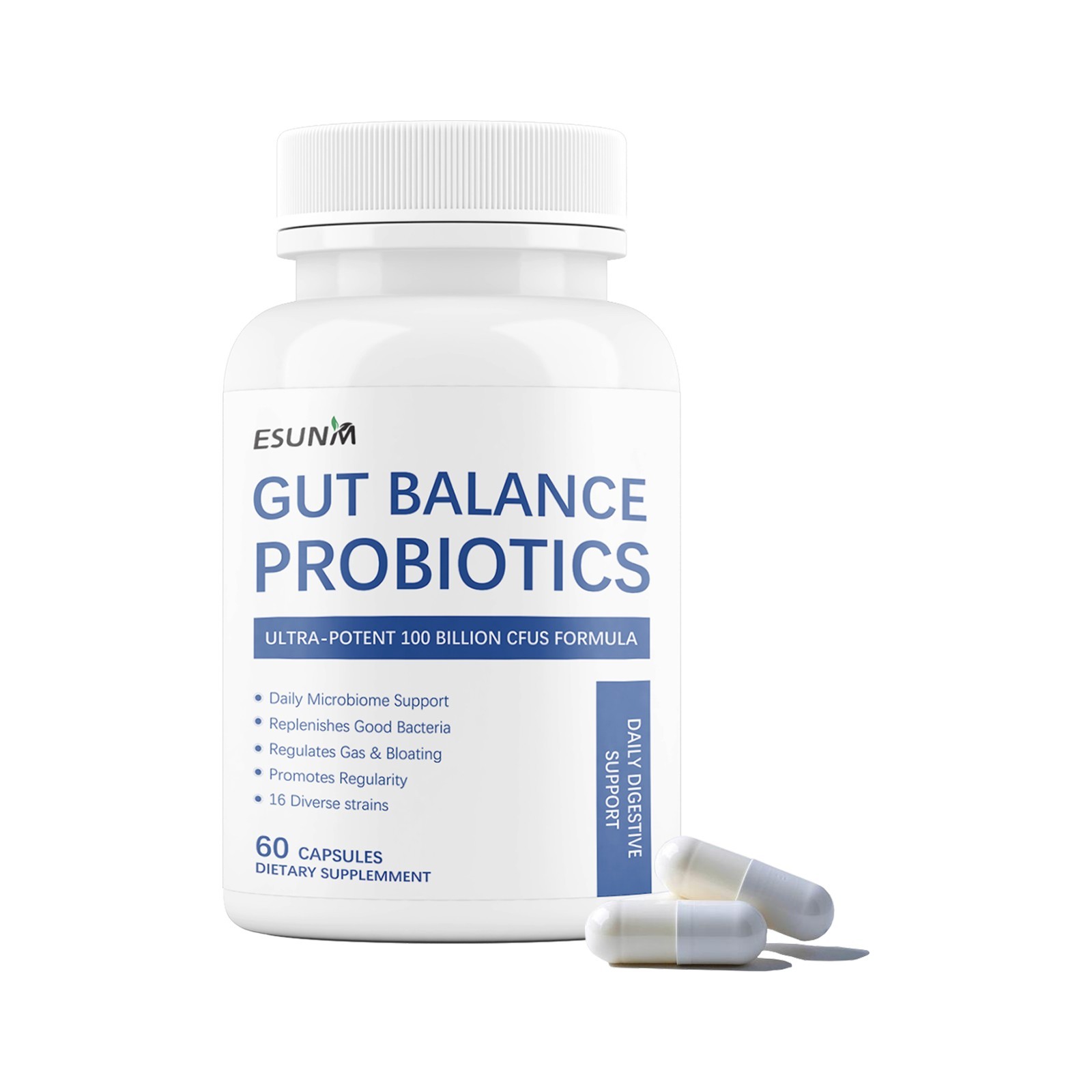 ESUNM Gut Balance Probiotics – For Digestive & Gut Health Supplement – 60ct