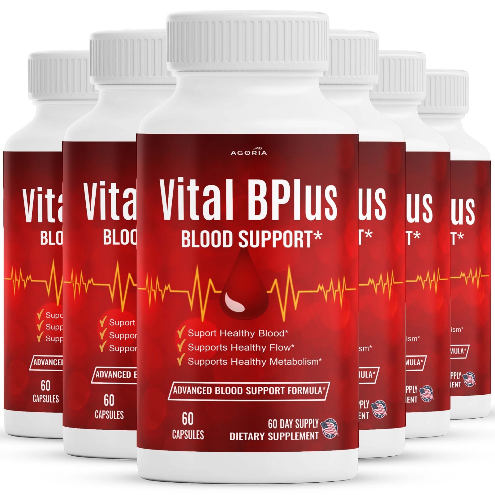 (6 Pack) Vital B Plus Advanced Blood Support Supplement VitalBPlus Capsules