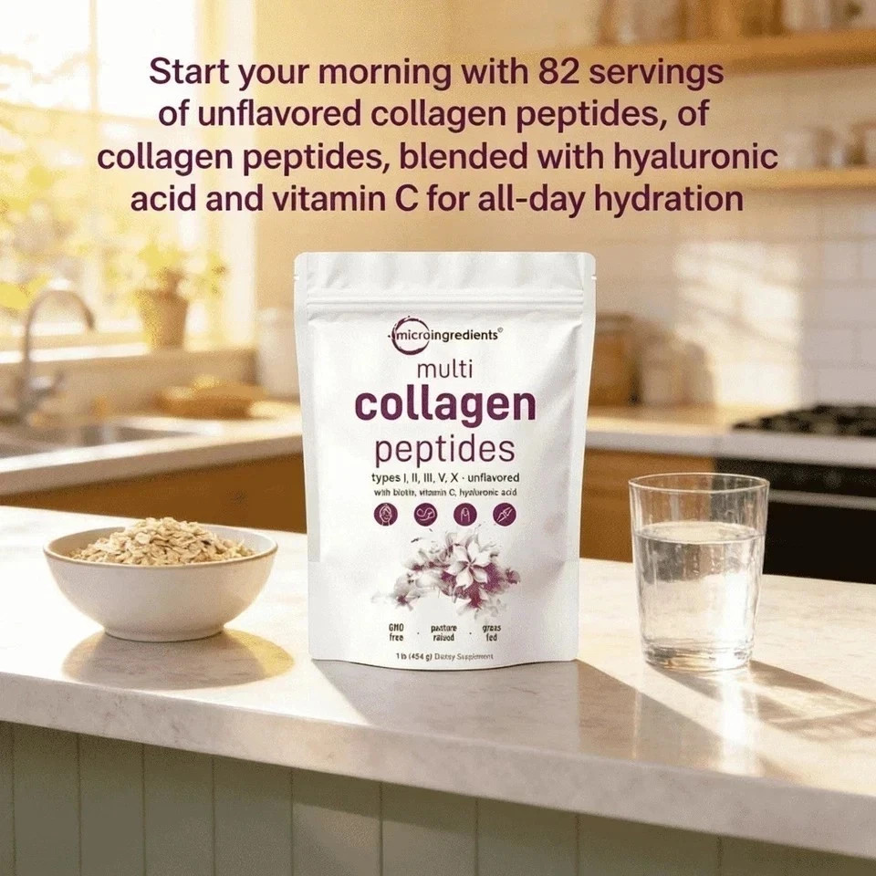 Multi Collagen Peptides Powder 2 lb Hydrolyzed Protein Peptide Type I,II,III,V,X